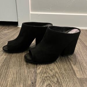 BP Size 6 Black Suede-like Slip-On bootie mules
